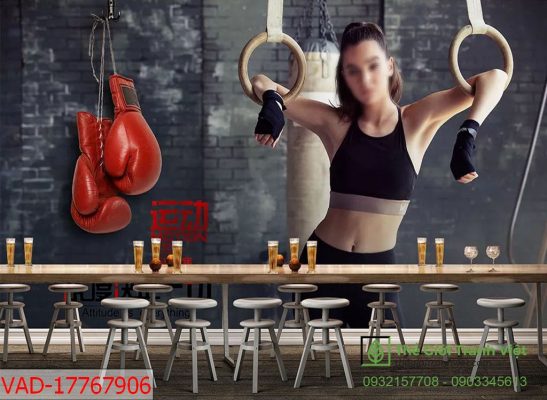 tranh dán tường 3d phòng gym